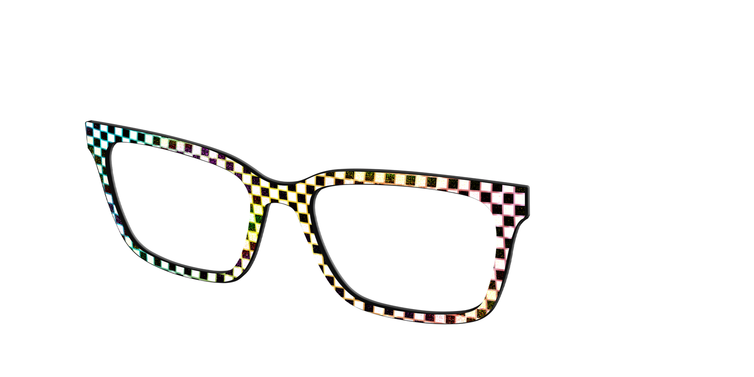 The Rainbow Foil Check - Angle Top Image - Pair Eyewear