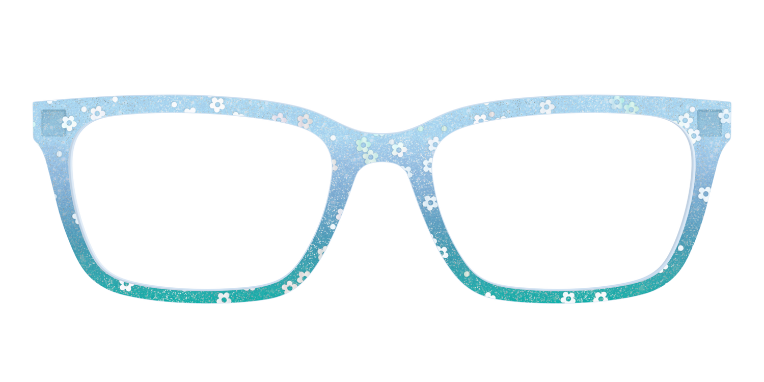 The Sky Blue Crystal with Daisy Glitter - Front Top Image - Pair Eyewear