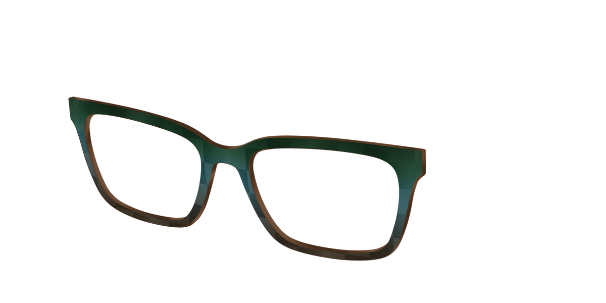 The Teal to Walnut Matte Check - Angle Top Image - Pair Eyewear