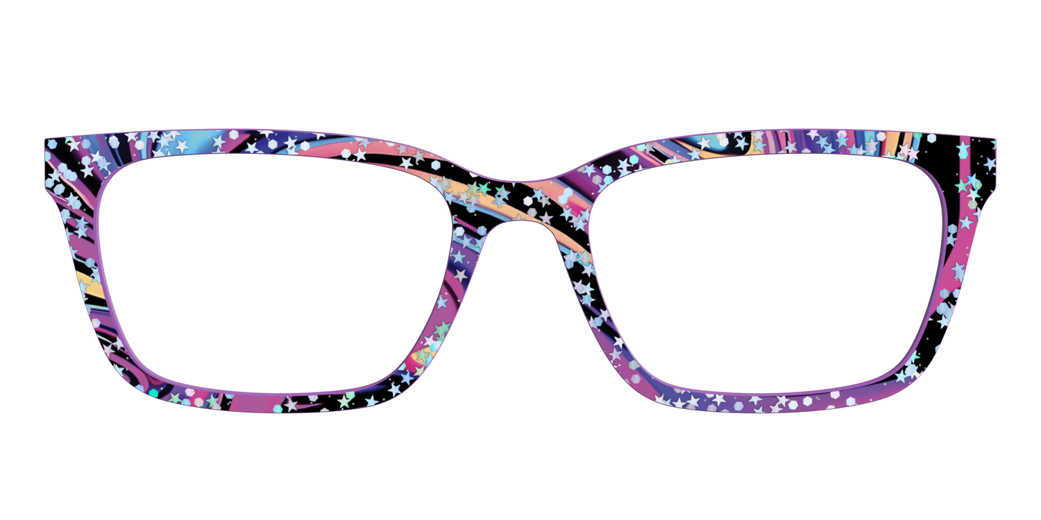 The Vaporwave Marble with Star Glitter - Front Top Image - Pair Eyewear