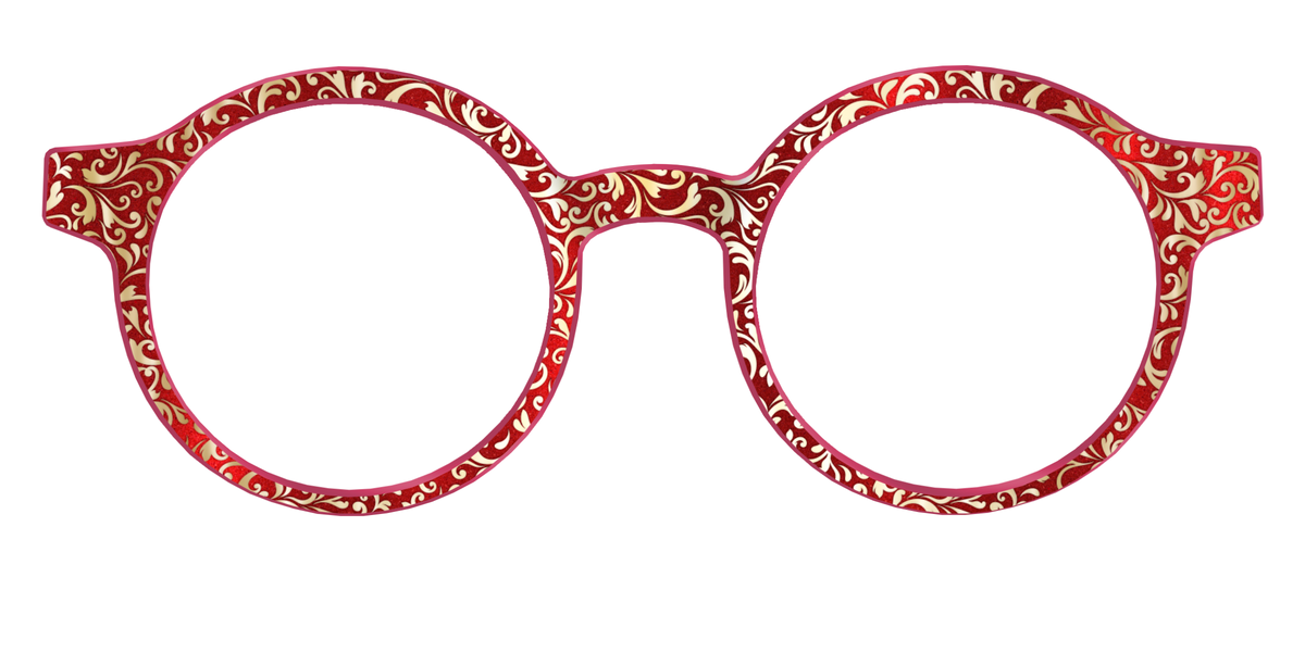 The Crimson Flair Shimmer with Gold Foil - Front Top Image - Pair Eyewear