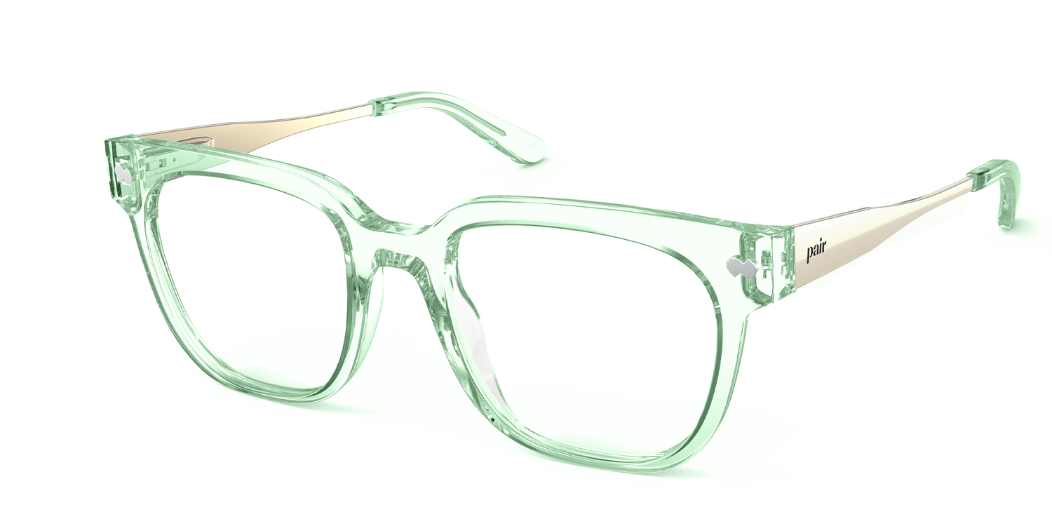 Mixed Material Green Clear Gold Metal