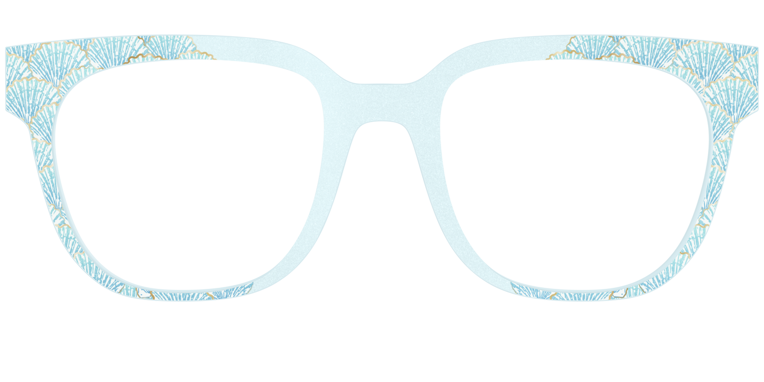 The Aquamarine Shells Shimmer with Gold Foil - Front Top Image - Pair Eyewear