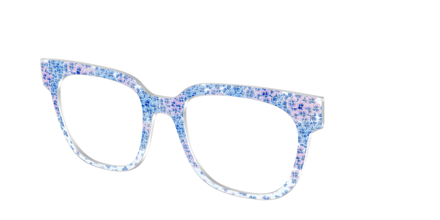The Hydrangea Confetti Crystal with Gold Foil - Angle Top Image - Pair Eyewear