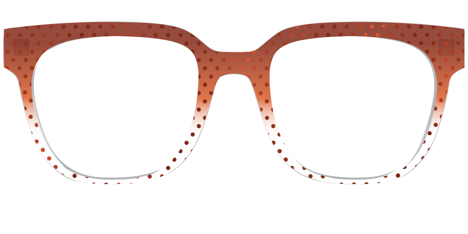 The Inferno Orange Gradient Crystal Polka Dots - Front Top Image - Pair Eyewear