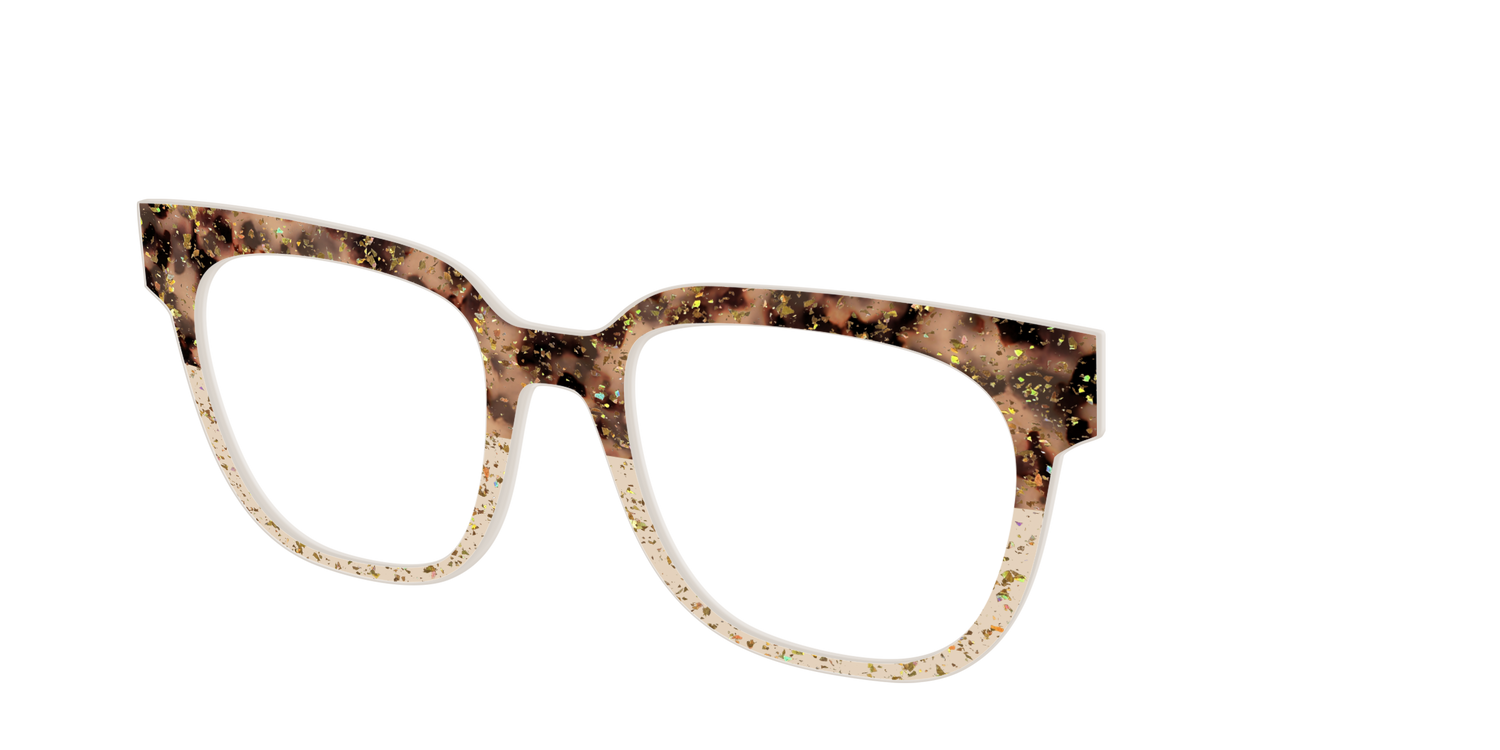 The Khaki Tortoise Crystal Split with Gold Flakes - Angle Top Image - Pair Eyewear