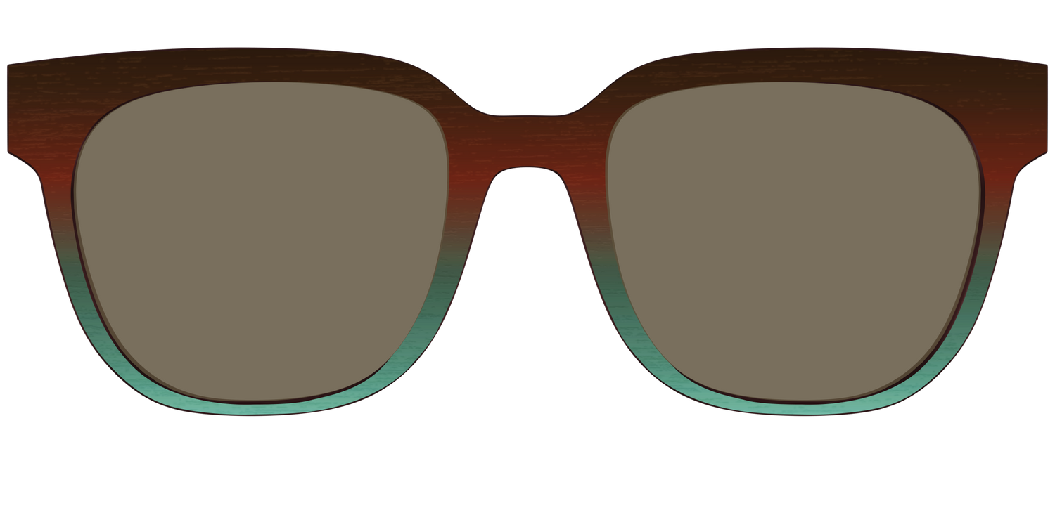 The Polarized Mahogany to Juniper Woodgrain Sun Top - Front Top Image - Pair Eyewear