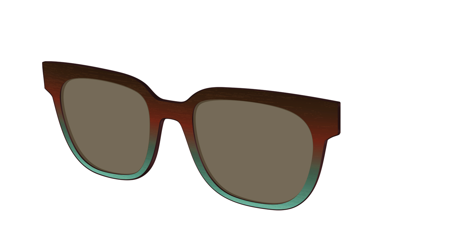 The Polarized Mahogany to Juniper Woodgrain Sun Top - Angle Top Image - Pair Eyewear