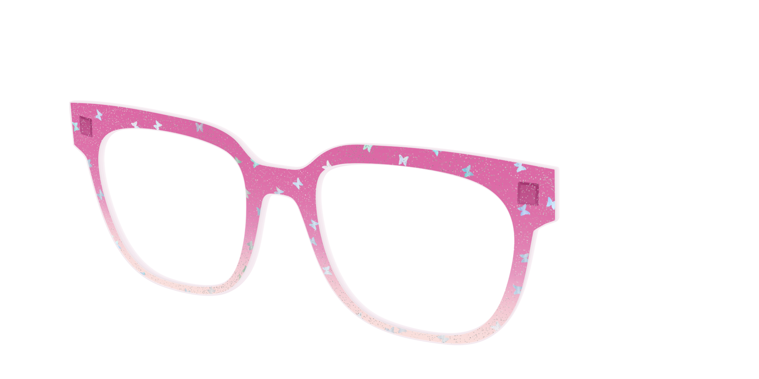 The Pink Butterfly Sparkle Crystal - Angle Top Image - Pair Eyewear