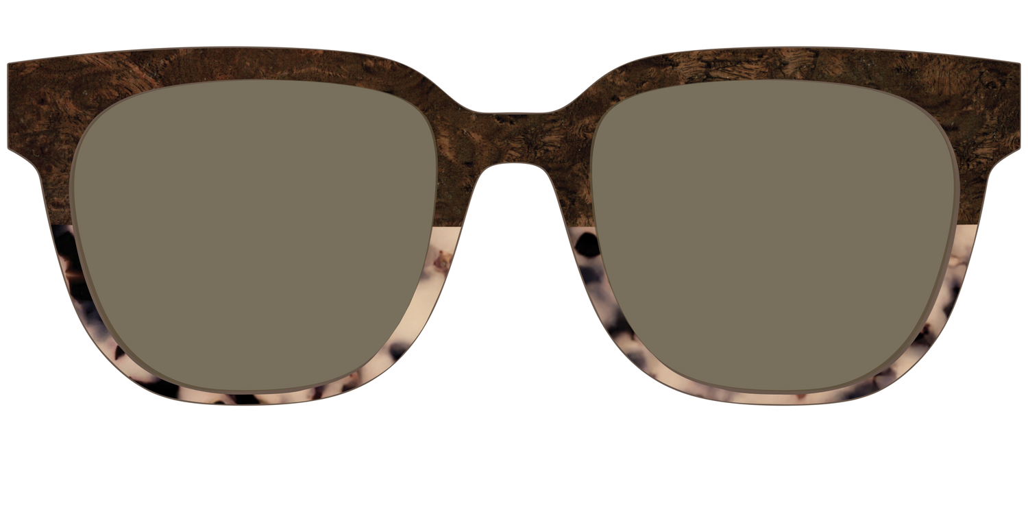The Polarized Dark Oak Tortoise Split Sun Top - Front Top Image - Pair Eyewear