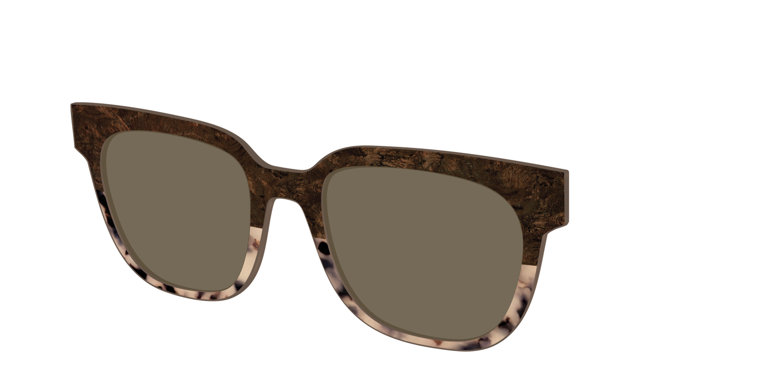 The Polarized Dark Oak Tortoise Split Sun Top - Angle Top Image - Pair Eyewear