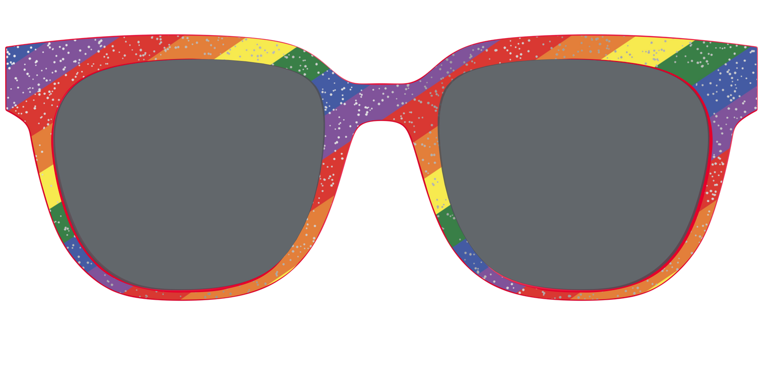The Polarized Traditional Pride Flag Glitter Sun Top - Front Top Image - Pair Eyewear