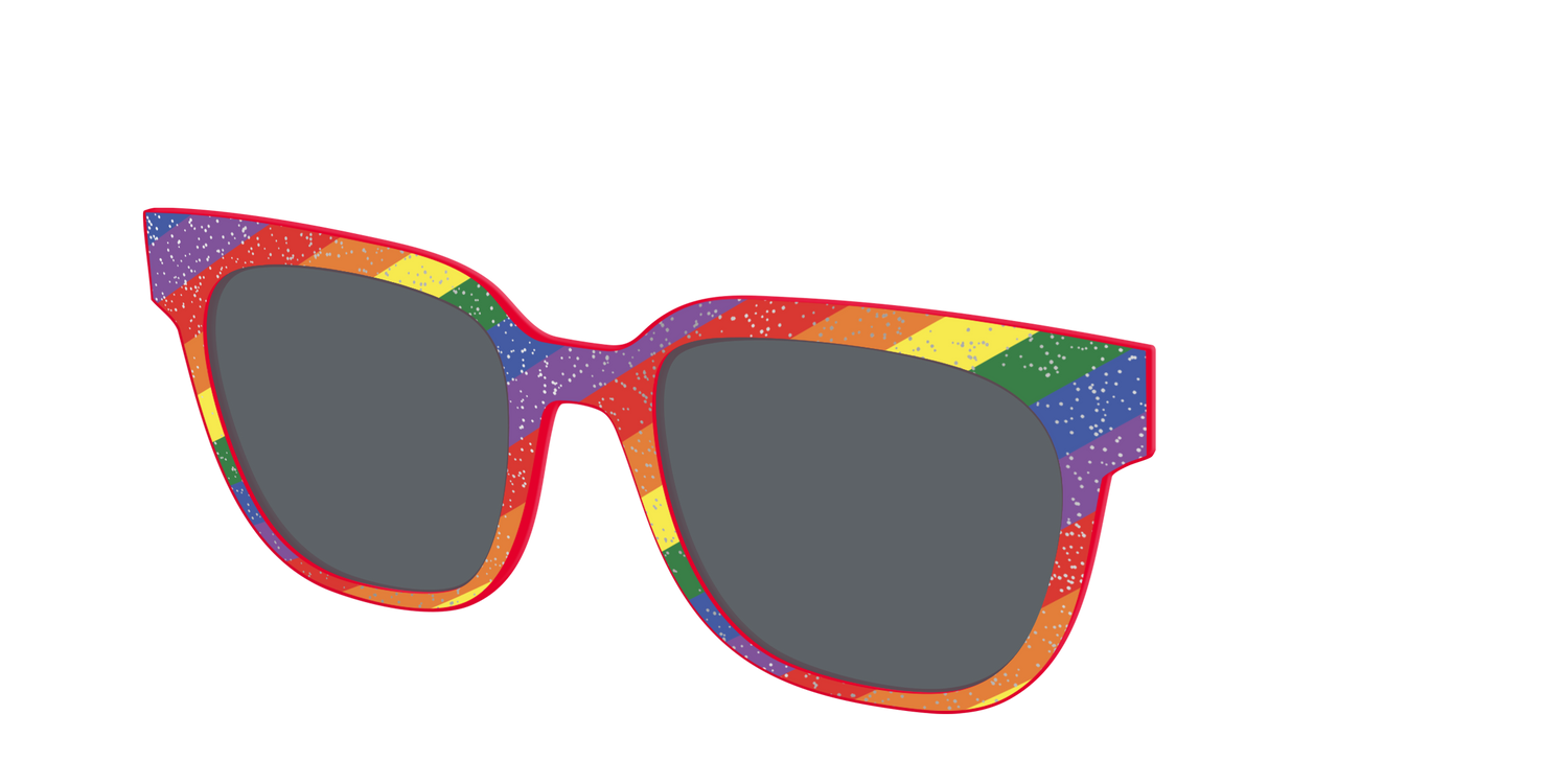 The Polarized Traditional Pride Flag Glitter Sun Top - Angle Top Image - Pair Eyewear