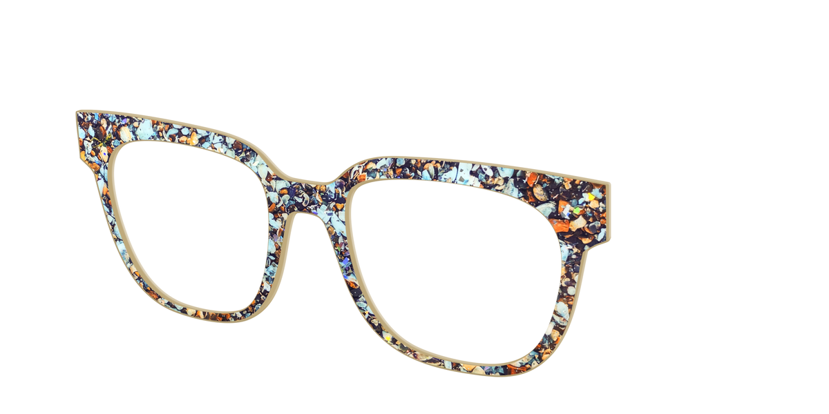 The Seashell Tortoise with Holographic Glitter - Angle Top Image - Pair Eyewear