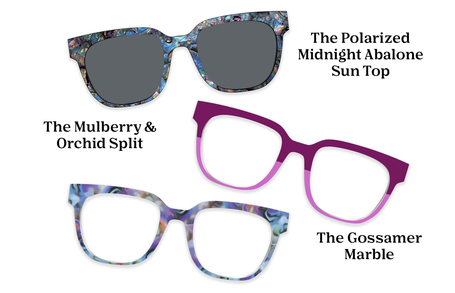 The Murphy - Violet Pearlized Gradient Acetate Rose Gold Metal - Pairing Set - Pair Eyewear
