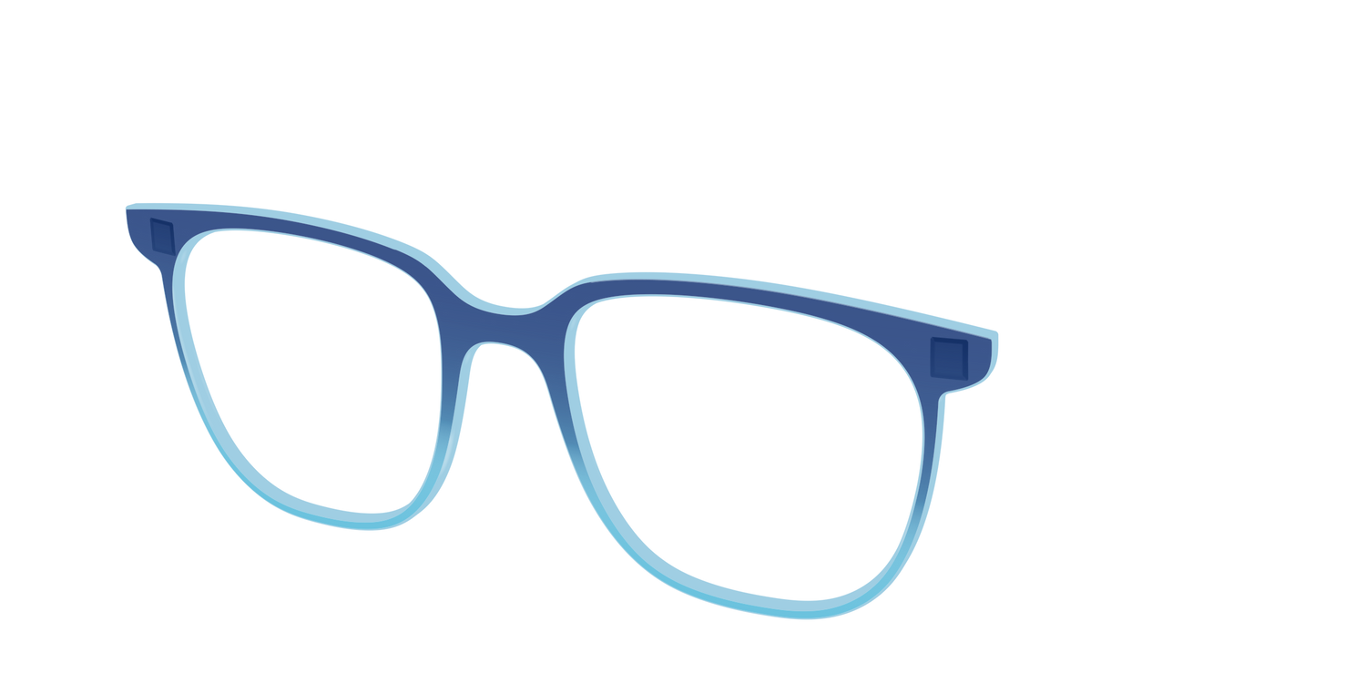 The Indigo to Sky Blue Gradient Crystal - Angle Top Image - Pair Eyewear