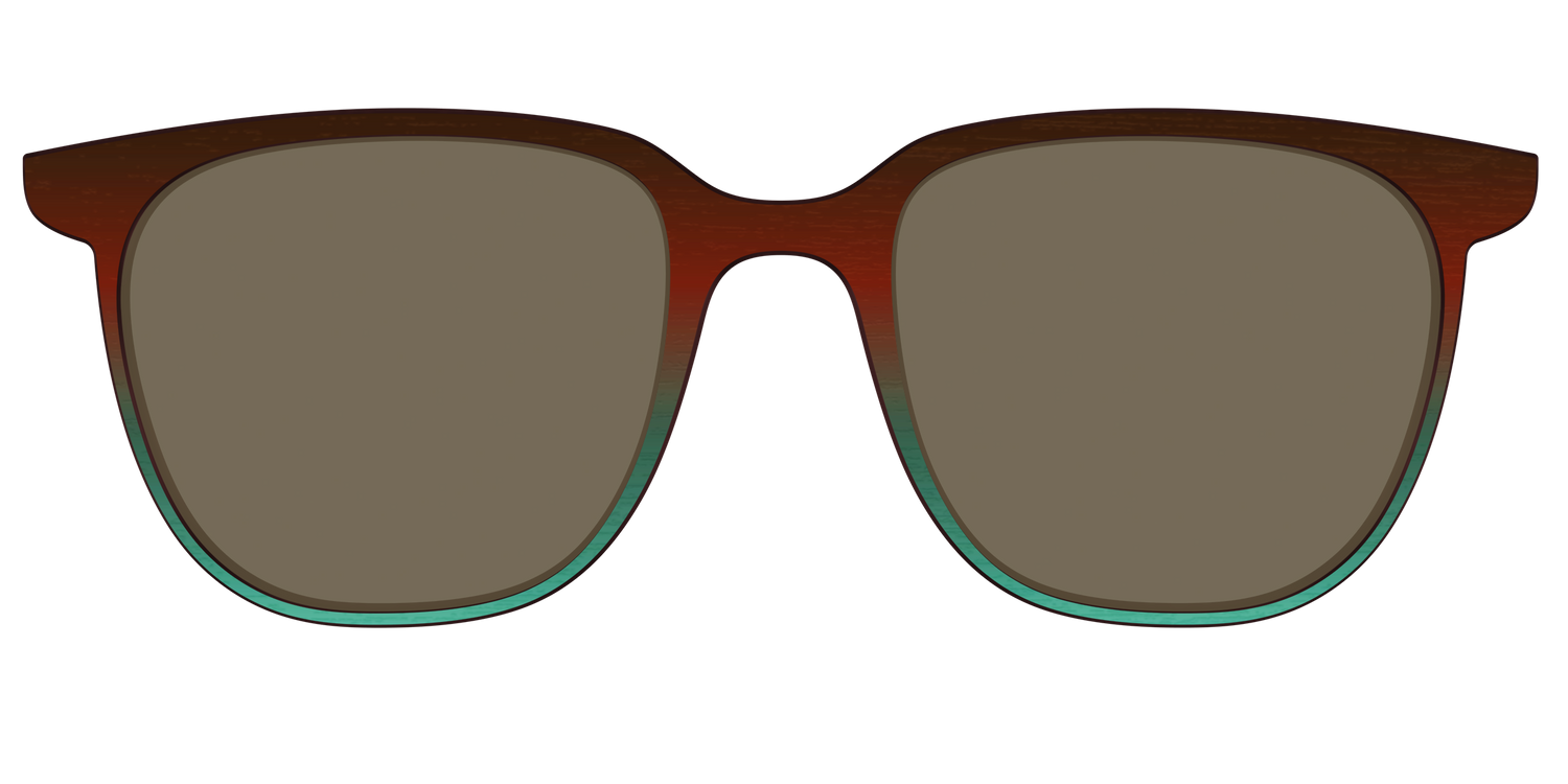 The Polarized Mahogany to Juniper Woodgrain Sun Top - Front Top Image - Pair Eyewear