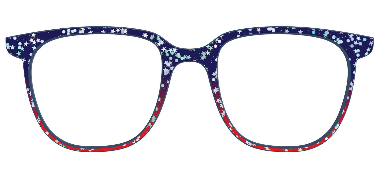 The Navy to Scarlet Gradient with Star Glitter - Front Top Image - Pair Eyewear