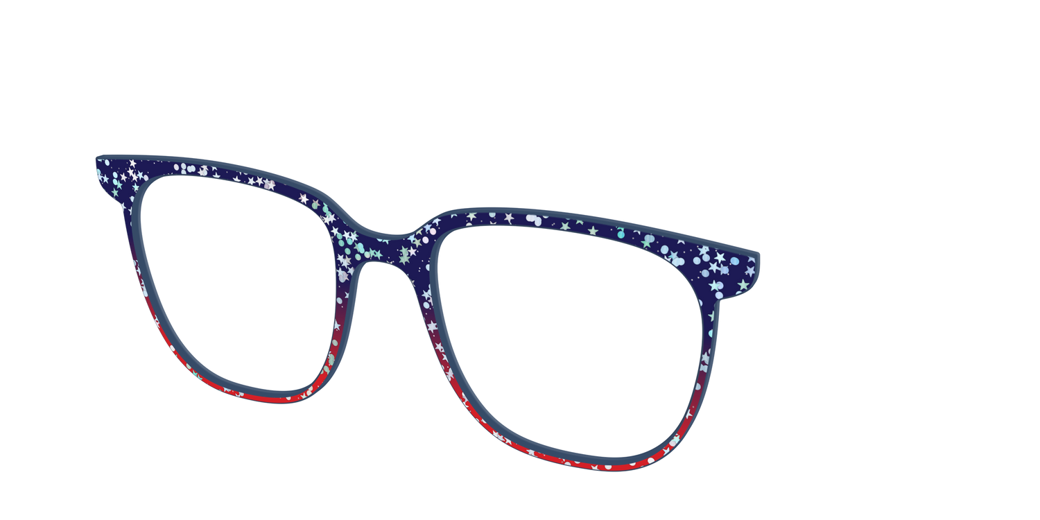 The Navy to Scarlet Gradient with Star Glitter - Angle Top Image - Pair Eyewear