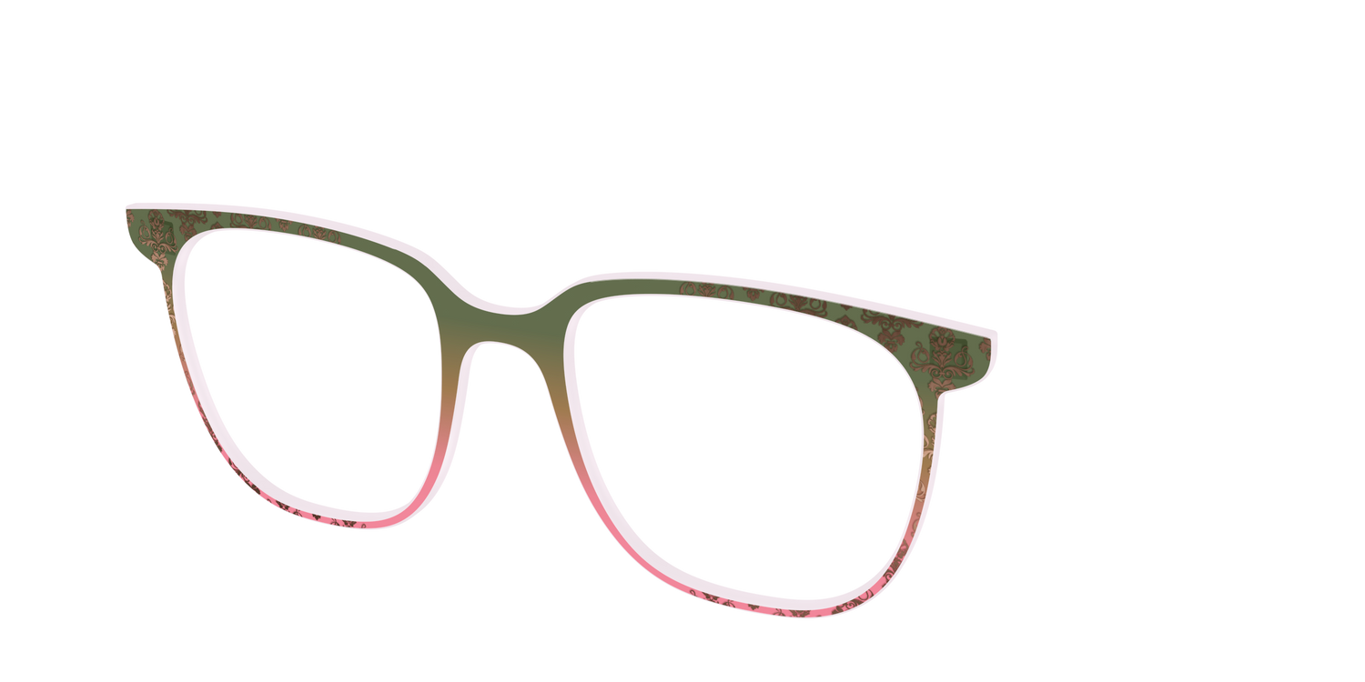 The Olive to Rose Trellis with Champagne Foil - Angle Top Image - Pair Eyewear