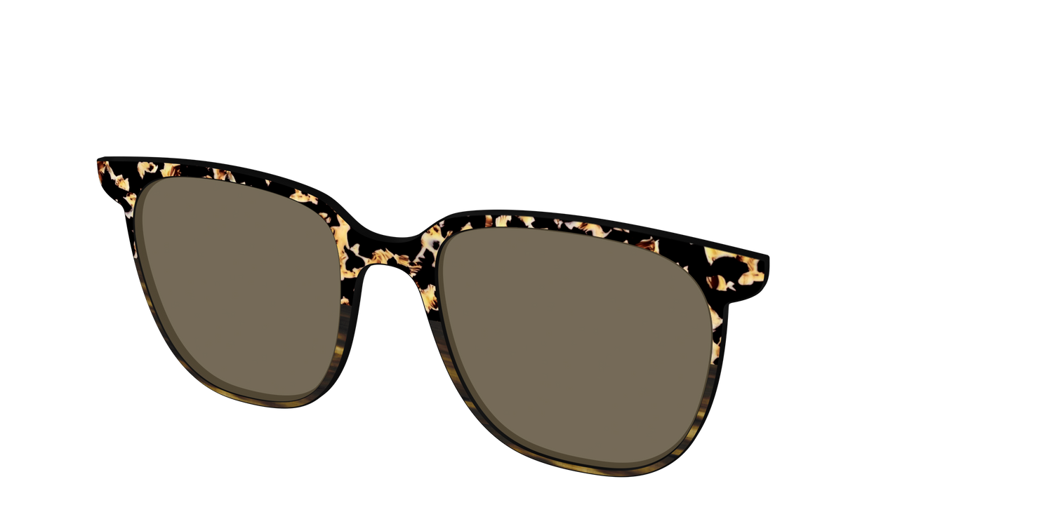 The Polarized Caramel Tortoise Horn Split Sun Top - Angle Top Image - Pair Eyewear