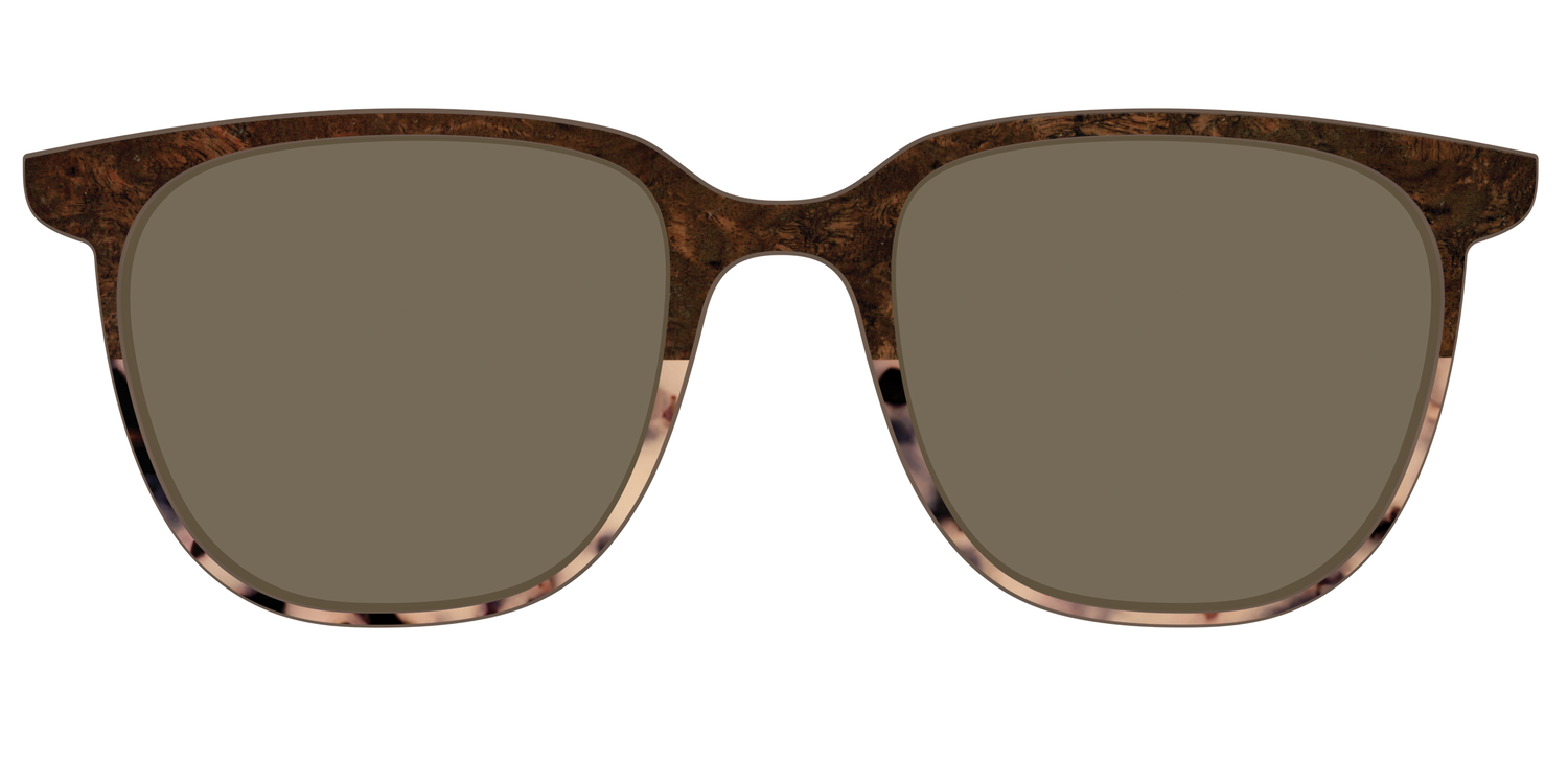 The Polarized Dark Oak Tortoise Split Sun Top - Front Top Image - Pair Eyewear