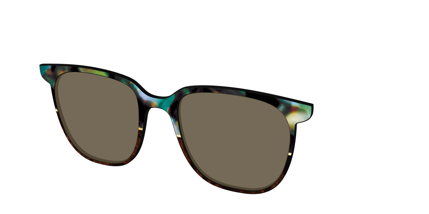 The Polarized Mirage Split with Gold Foil Sun Top - Angle Top Image - Pair Eyewear
