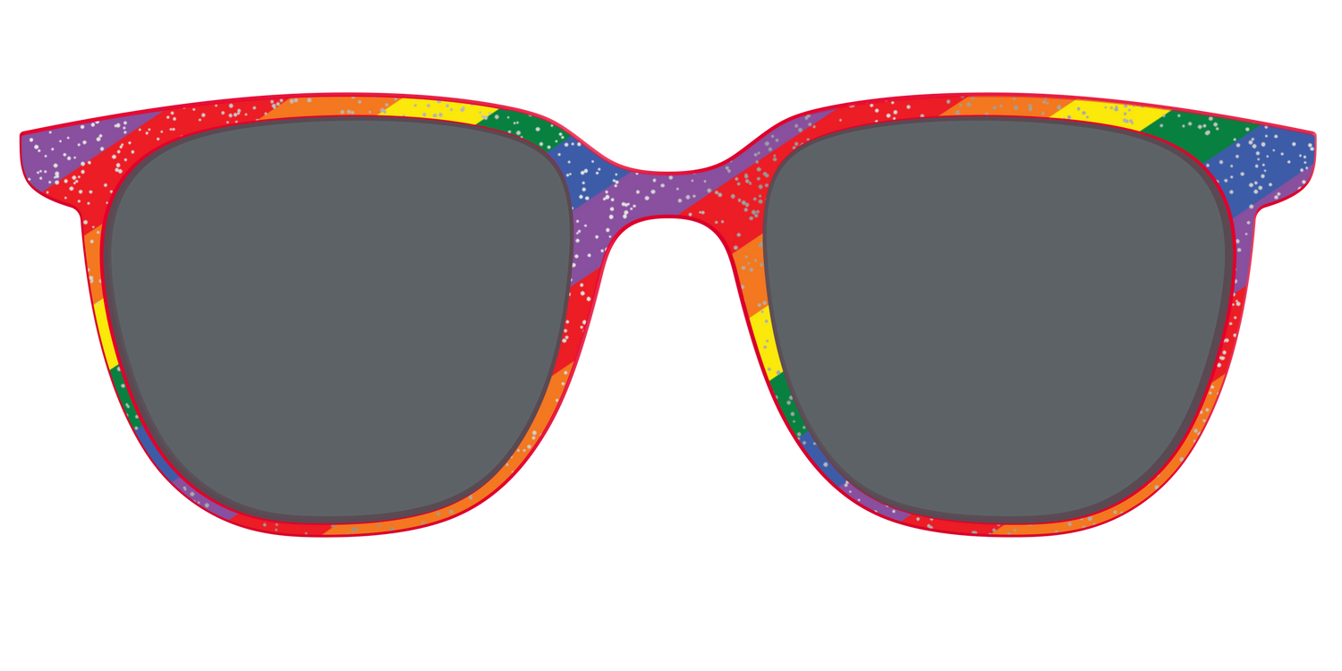The Polarized Traditional Pride Flag Glitter Sun Top - Front Top Image - Pair Eyewear