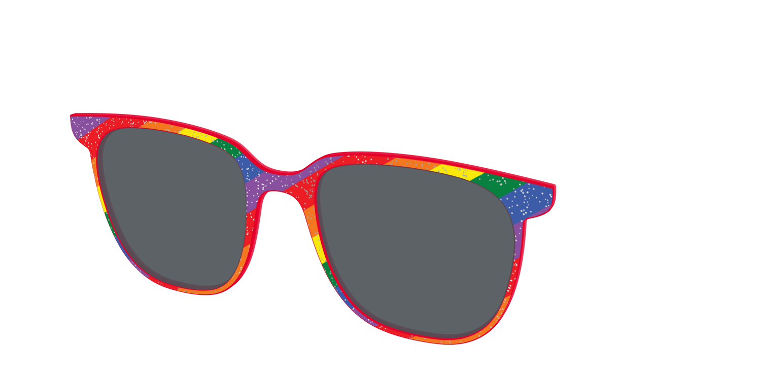 The Polarized Traditional Pride Flag Glitter Sun Top - Angle Top Image - Pair Eyewear