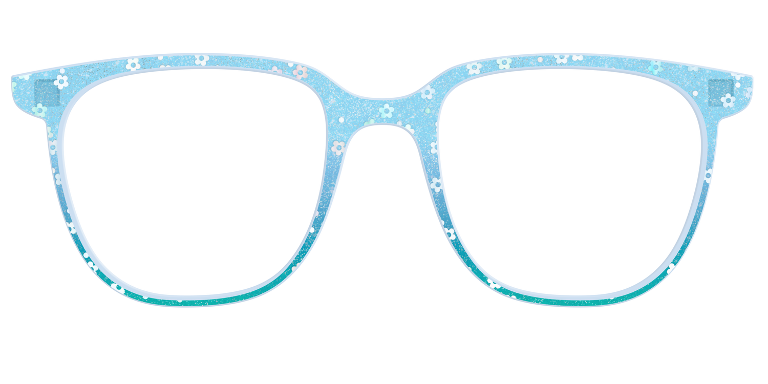 The Sky Blue Crystal with Daisy Glitter - Front Top Image - Pair Eyewear