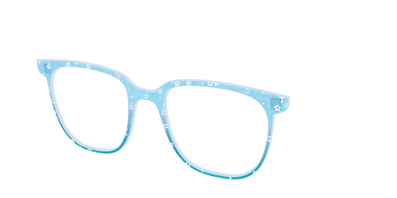 The Sky Blue Crystal with Daisy Glitter - Angle Top Image - Pair Eyewear