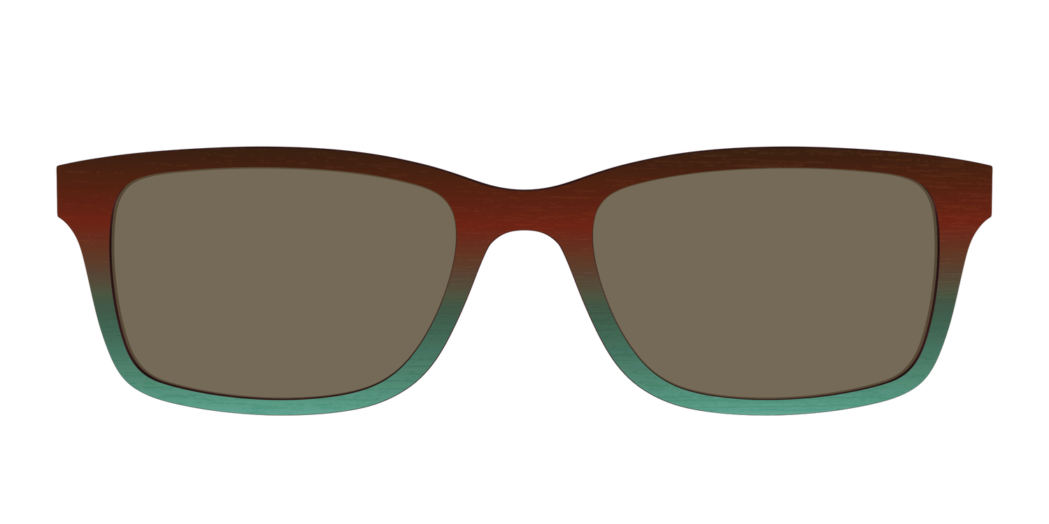 The Polarized Mahogany to Juniper Woodgrain Sun Top - Front Top Image - Pair Eyewear