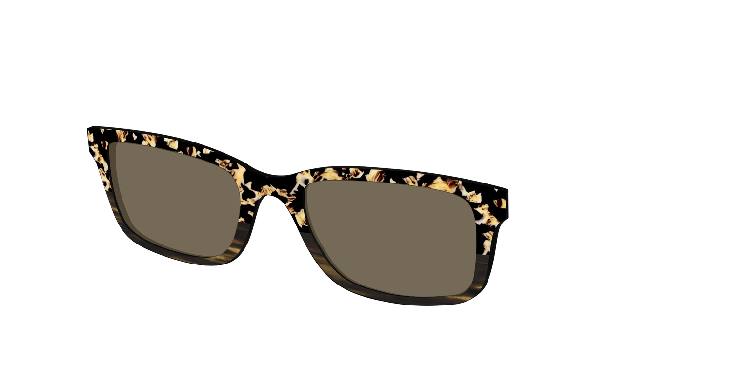 The Polarized Caramel Tortoise Horn Split Sun Top - Angle Top Image - Pair Eyewear