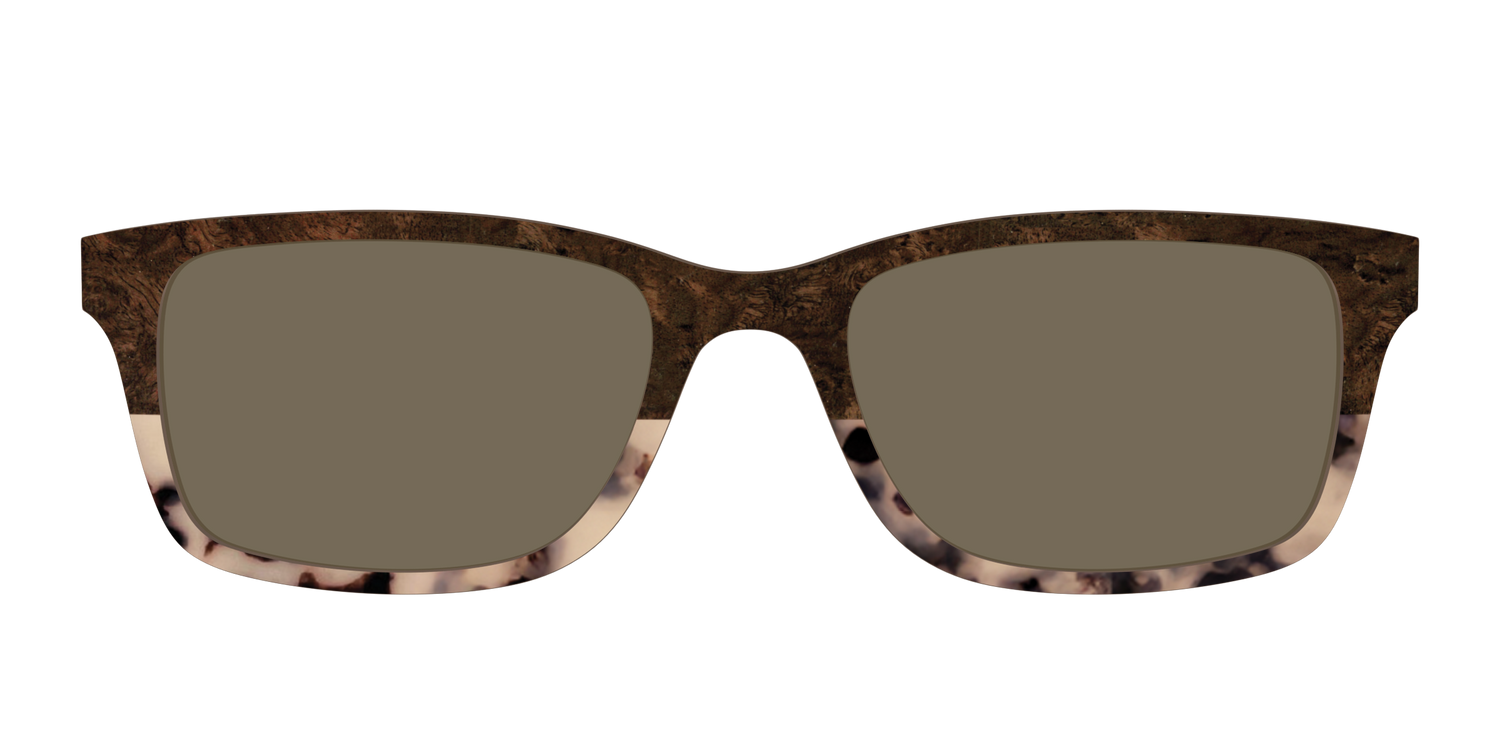 The Polarized Dark Oak Tortoise Split Sun Top - Front Top Image - Pair Eyewear