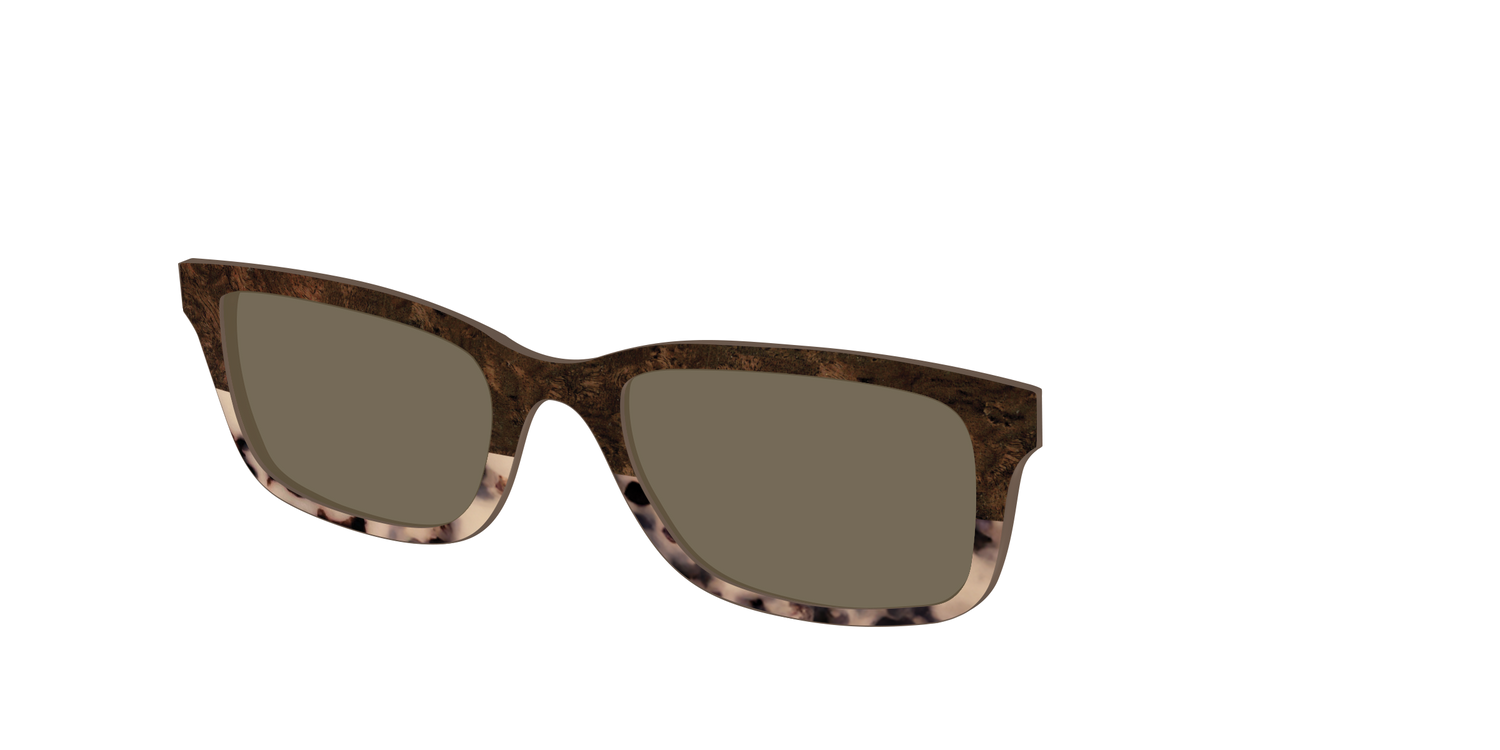 The Polarized Dark Oak Tortoise Split Sun Top - Angle Top Image - Pair Eyewear