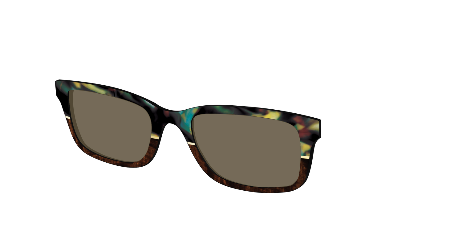 The Polarized Mirage Split with Gold Foil Sun Top - Angle Top Image - Pair Eyewear