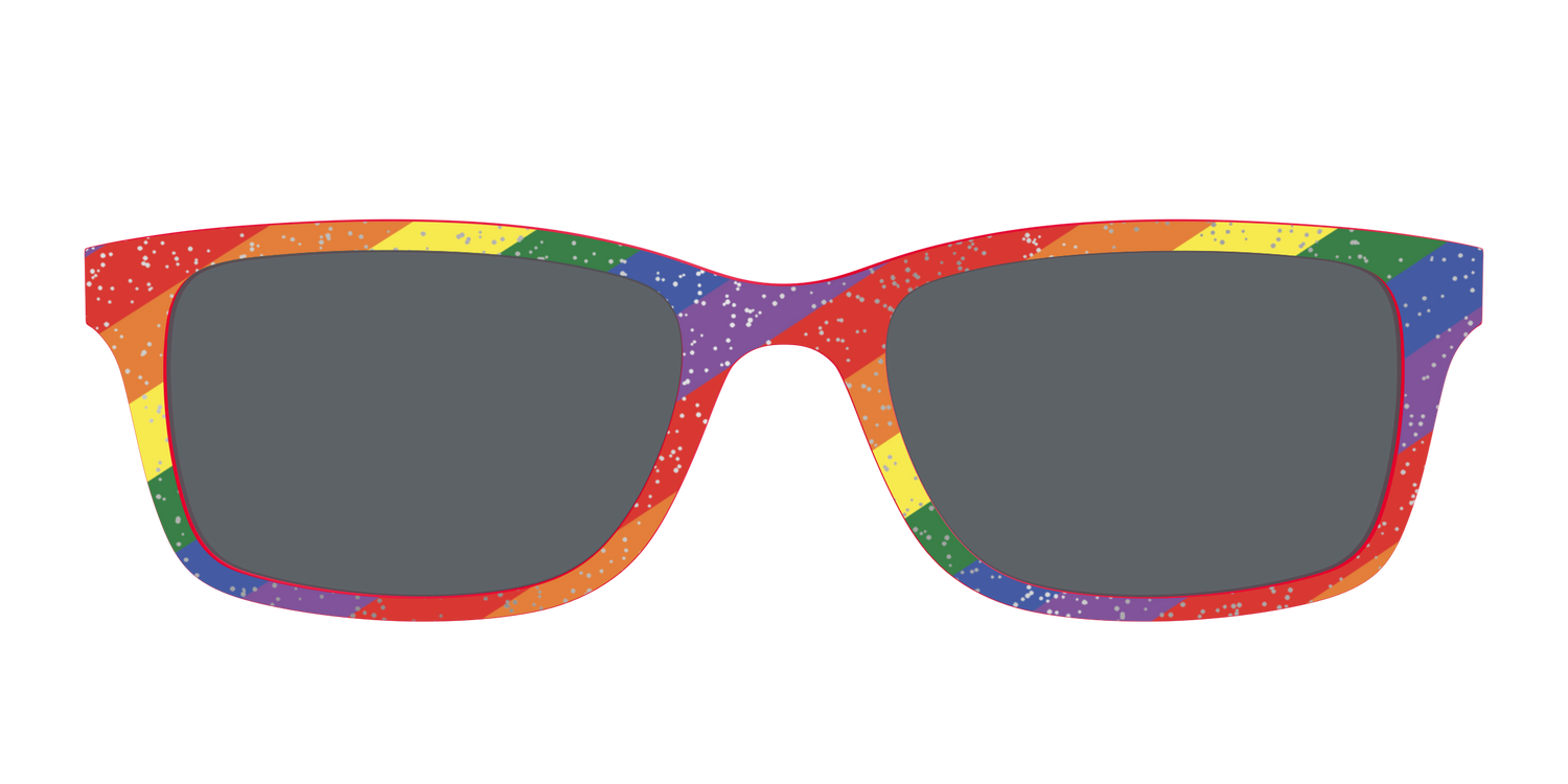 The Polarized Traditional Pride Flag Glitter Sun Top - Front Top Image - Pair Eyewear