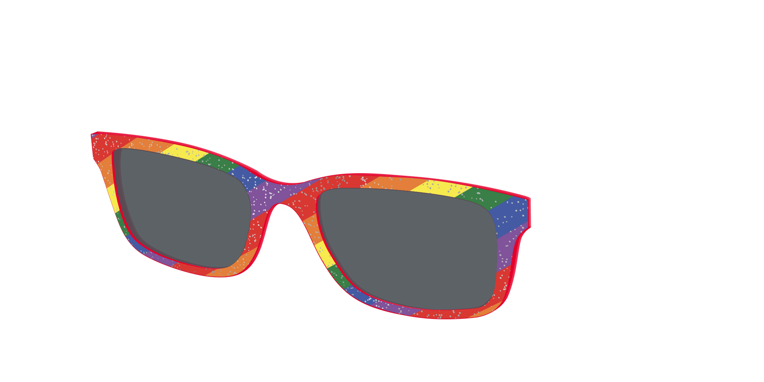 The Polarized Traditional Pride Flag Glitter Sun Top - Angle Top Image - Pair Eyewear