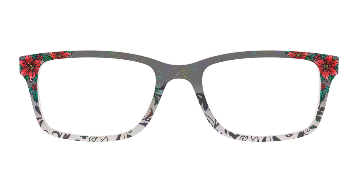 The Romantic Poinsettia Holographic Crystal - Front Top Image - Pair Eyewear