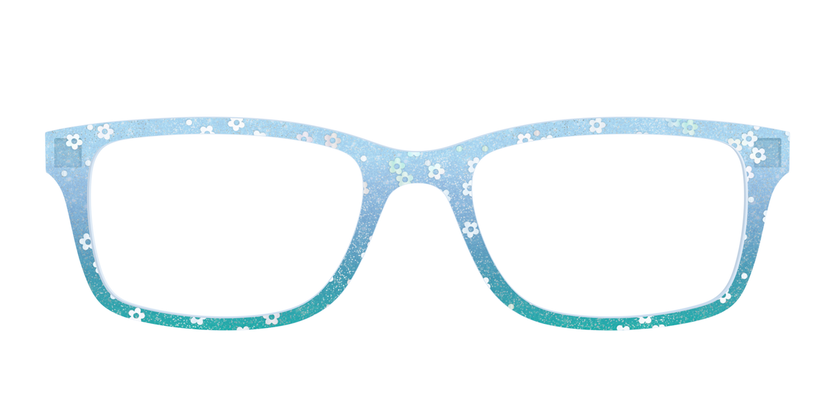 The Sky Blue Crystal with Daisy Glitter - Front Top Image - Pair Eyewear