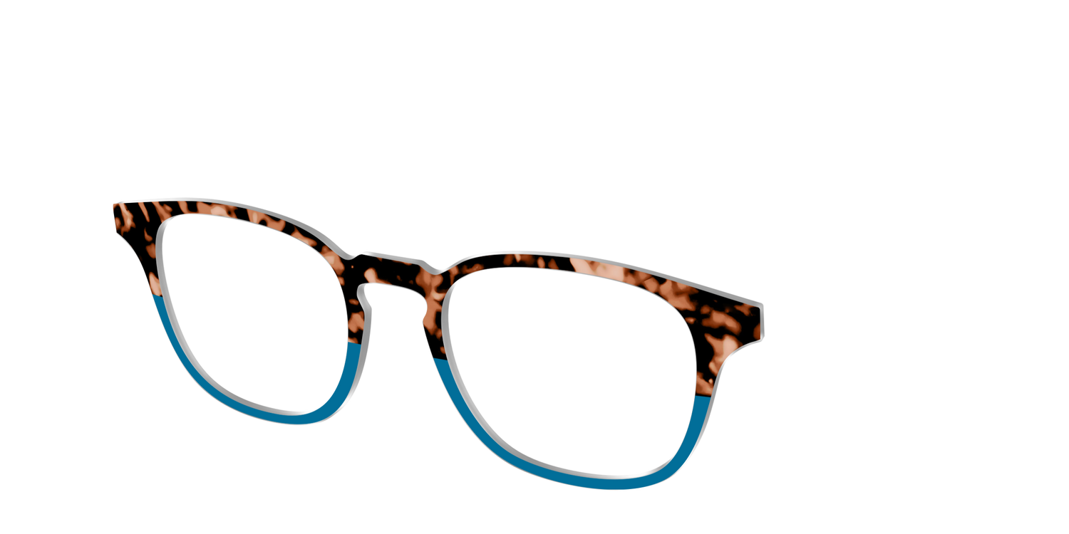 The Bondi Blue Tortoise Split - Angle Top Image - Pair Eyewear