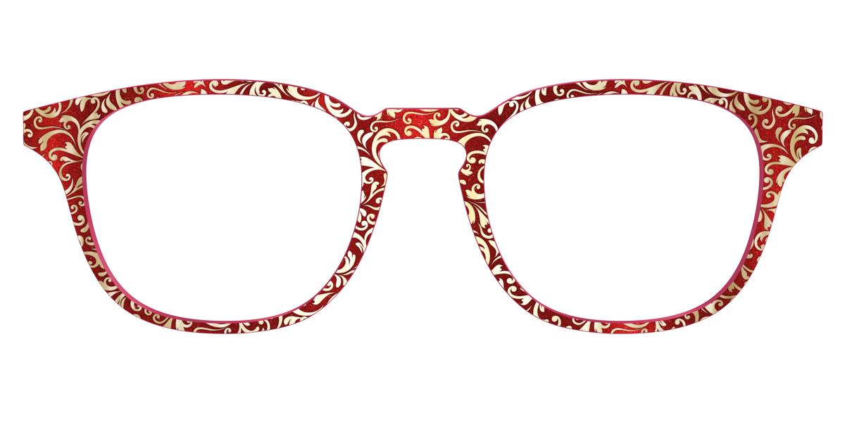 The Crimson Flair Shimmer with Gold Foil - Front Top Image - Pair Eyewear