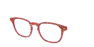 The Crimson Flair Shimmer with Gold Foil - Angle Top Thumbnail - Pair Eyewear
