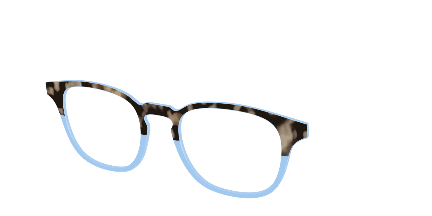 The Denim Tortoise Crystal Split - Angle Top Image - Pair Eyewear