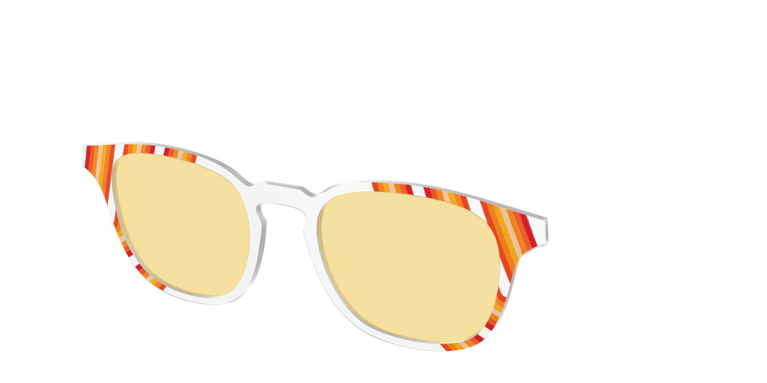The Groovy Stripes with Citrine Yellow Lens - Angle Top Image - Pair Eyewear
