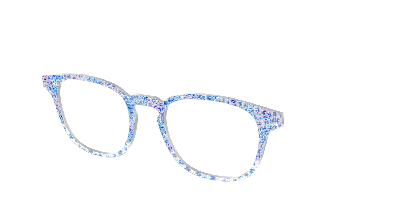 The Hydrangea Confetti Crystal with Gold Foil - Angle Top Image - Pair Eyewear