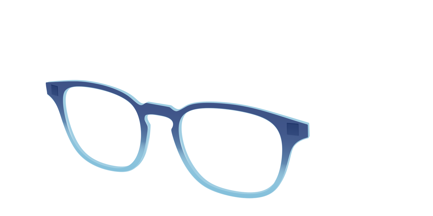 The Indigo to Sky Blue Gradient Crystal - Angle Top Image - Pair Eyewear
