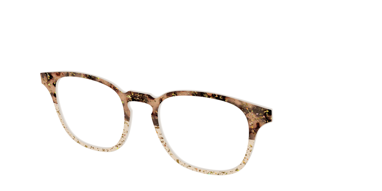 The Khaki Tortoise Crystal Split with Gold Flakes - Angle Top Image - Pair Eyewear