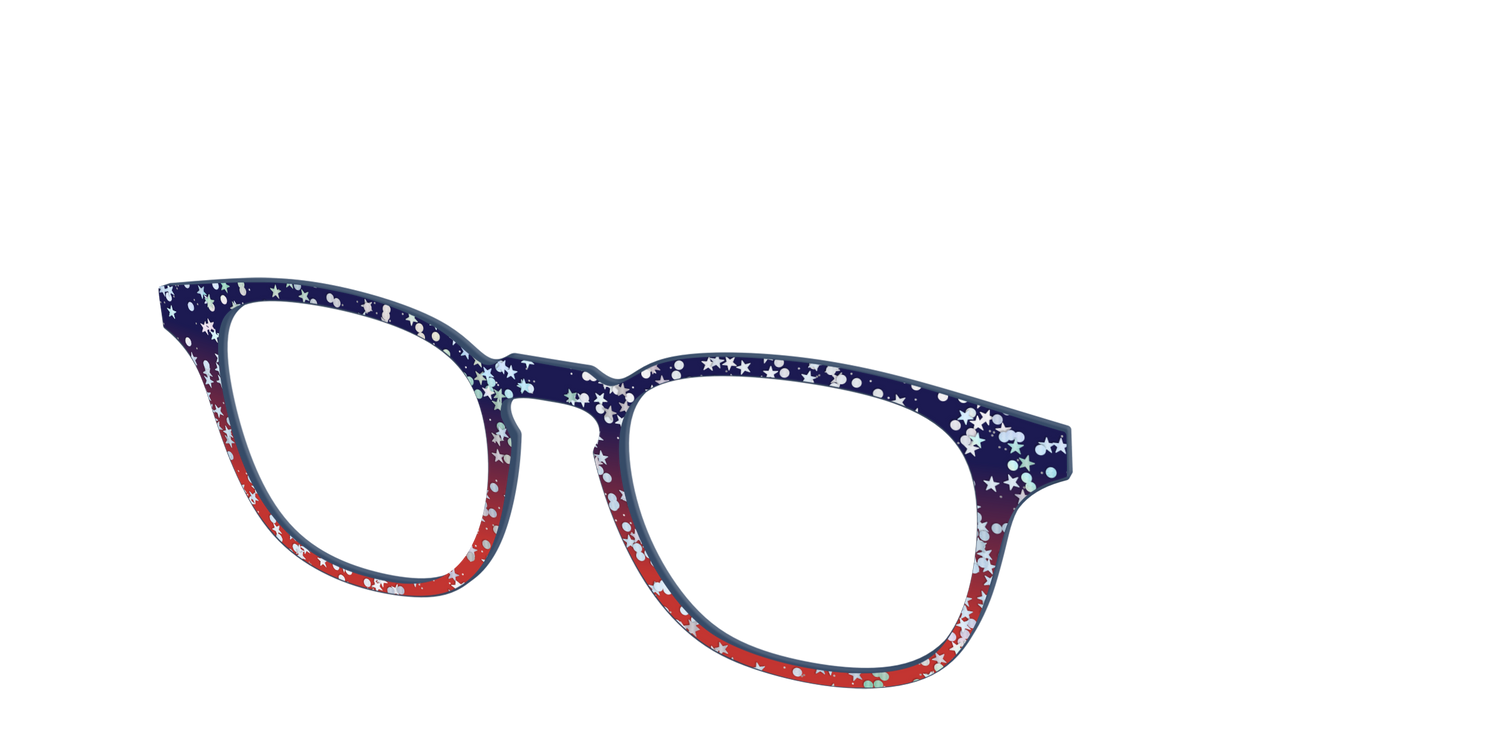 The Navy to Scarlet Gradient with Star Glitter - Angle Top Image - Pair Eyewear