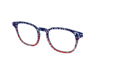 The Navy to Scarlet Gradient with Star Glitter - Angle Top Thumbnail - Pair Eyewear